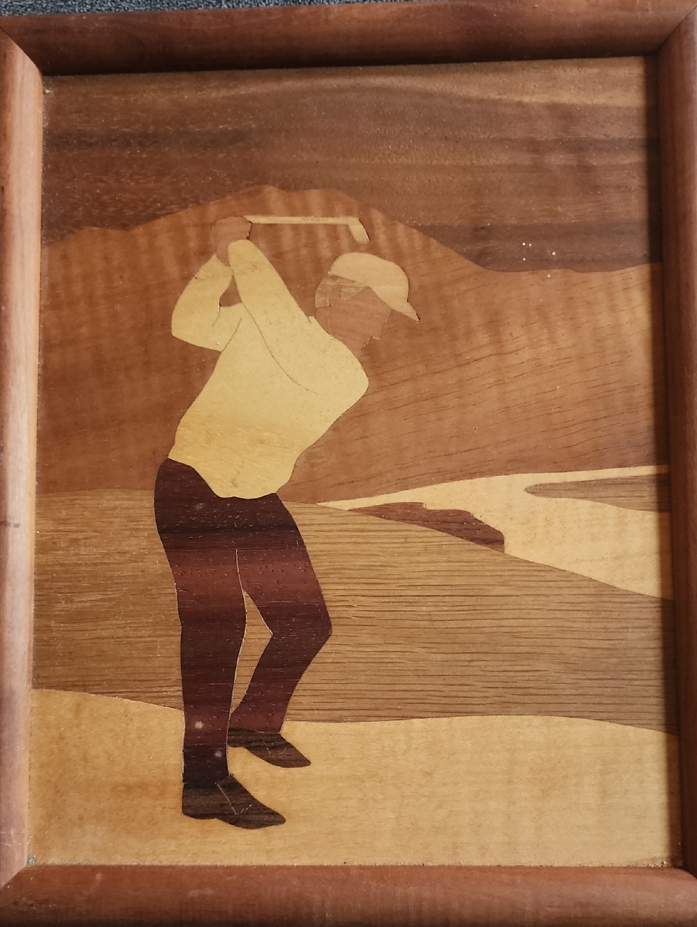 The Golfer By Hudson River Inlay Wooden Art